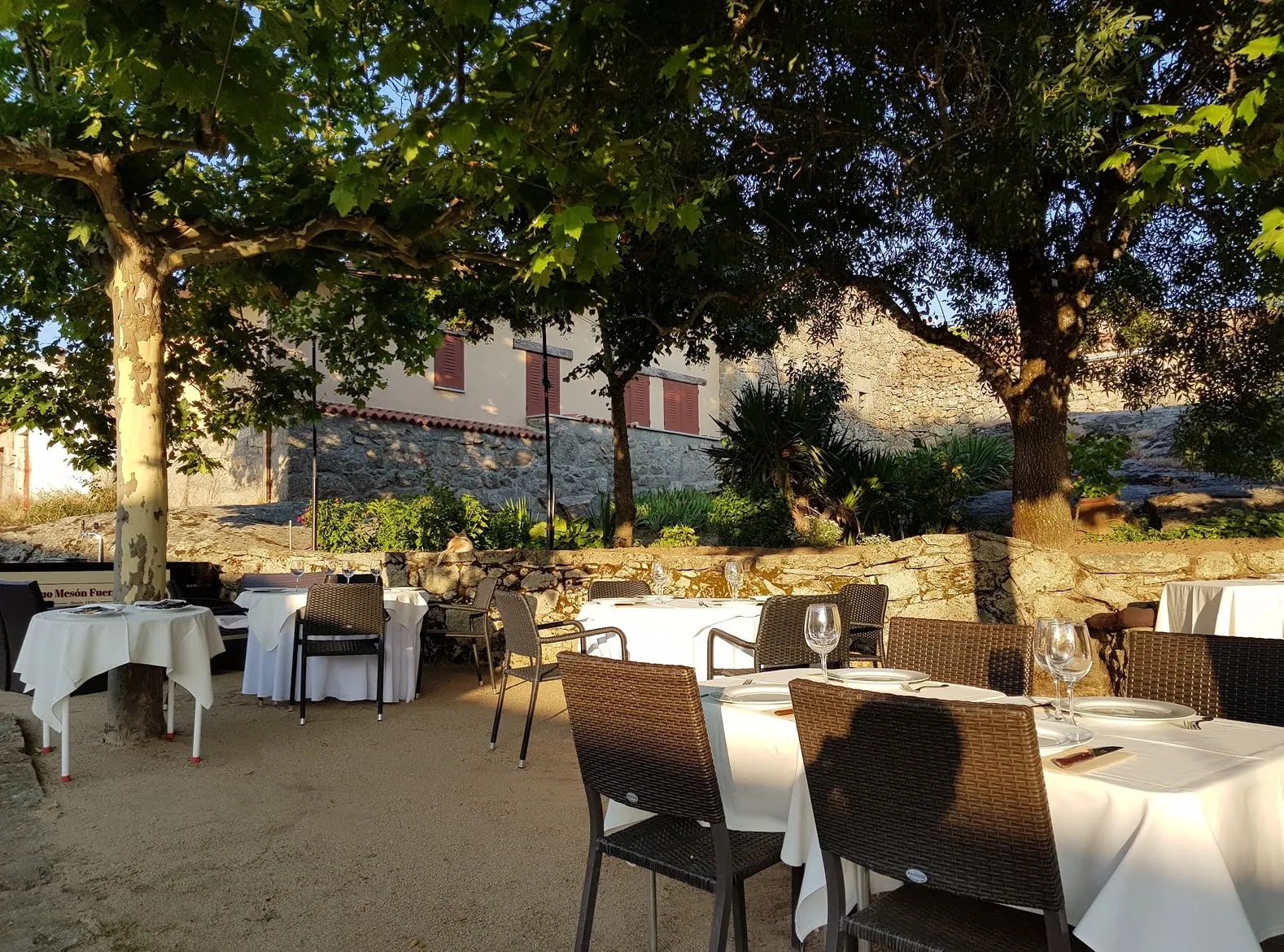 Terraza restaurante en la provincia de Salamanca rodeada de árboles y zonas verdes.